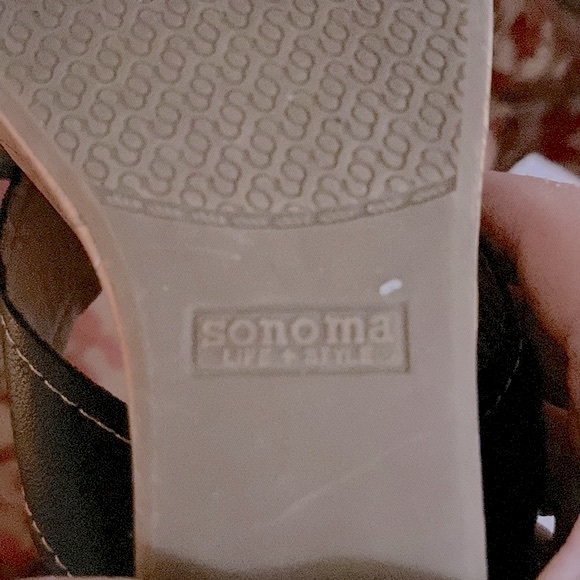 Sonoma Life& Style women’s black wedge slip on sandals, cork style 3” heel-8.5 🌹 - Picture 8 of 9